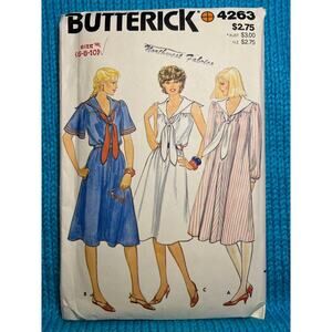 Butterick Sewing pattern 4263 Tent dress sailor collar tie size 6 8 10